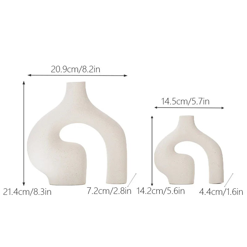 Set of 2 White Nordic Ceramic Vases