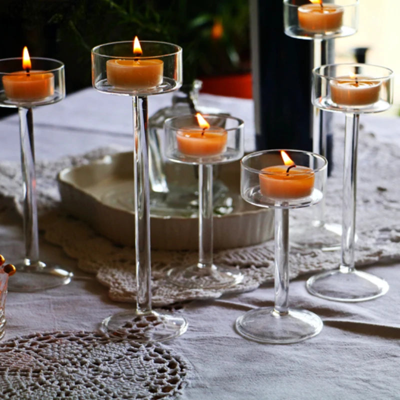 Crystal Glass Tealight Holder Set