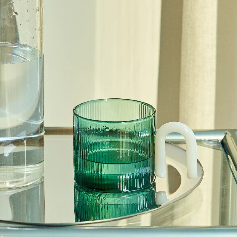 Ripple Glass Mug with Colorful Handle