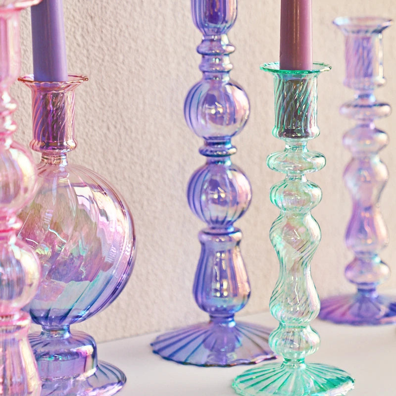 Retro Glass Candlestick Holder