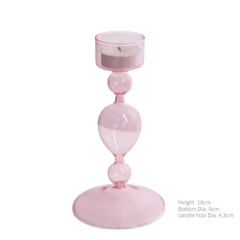 Pink Glass Candle Holder