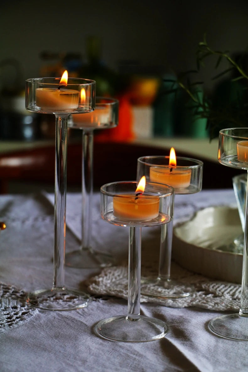 Crystal Glass Tealight Holder Set