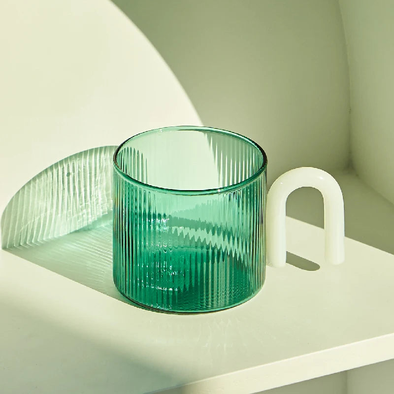 Ripple Glass Mug with Colorful Handle