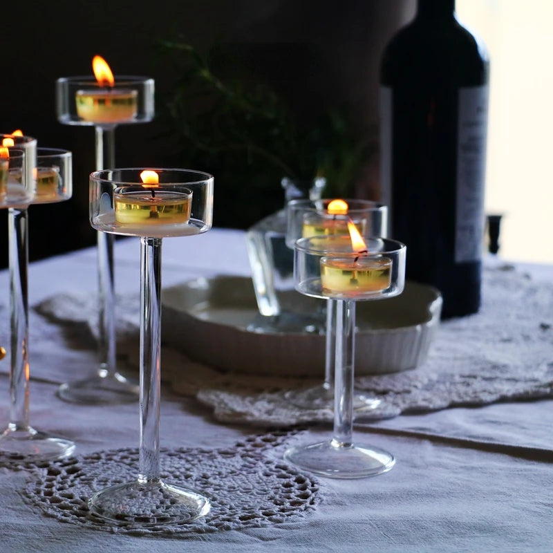 Crystal Glass Tealight Holder Set