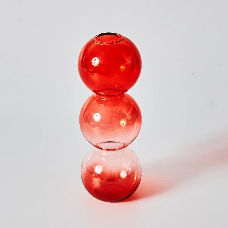 Red Glass Taper Candle Holder