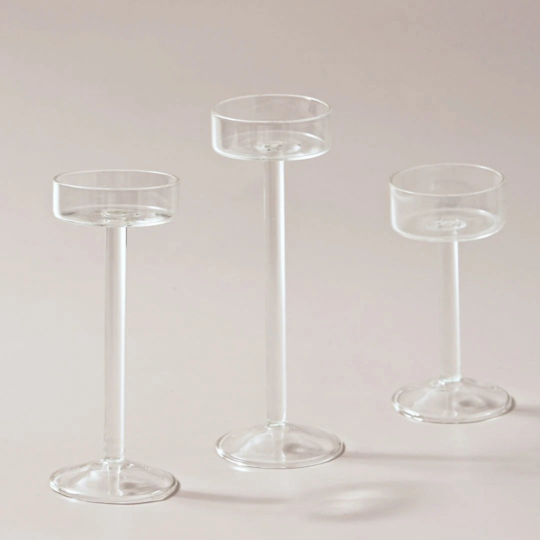 Crystal Glass Tealight Holder Set