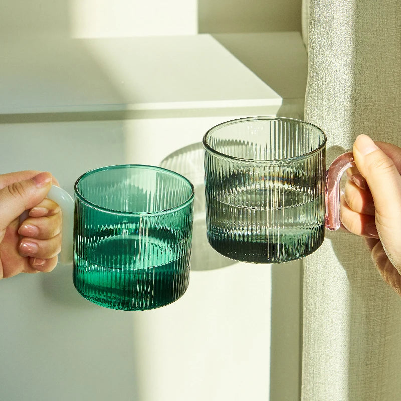 Ripple Glass Mug with Colorful Handle
